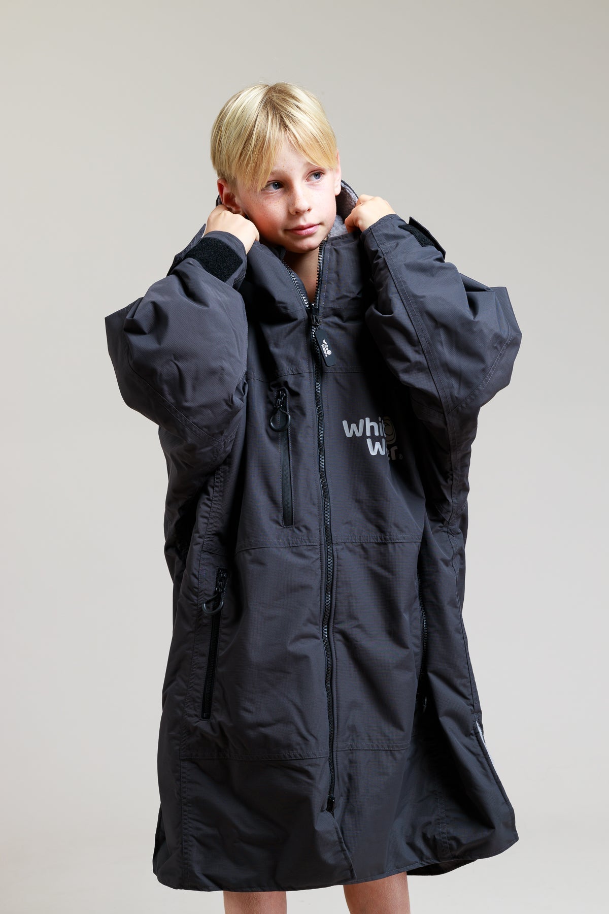 White Water Kids Hard Shell Robe  - Black