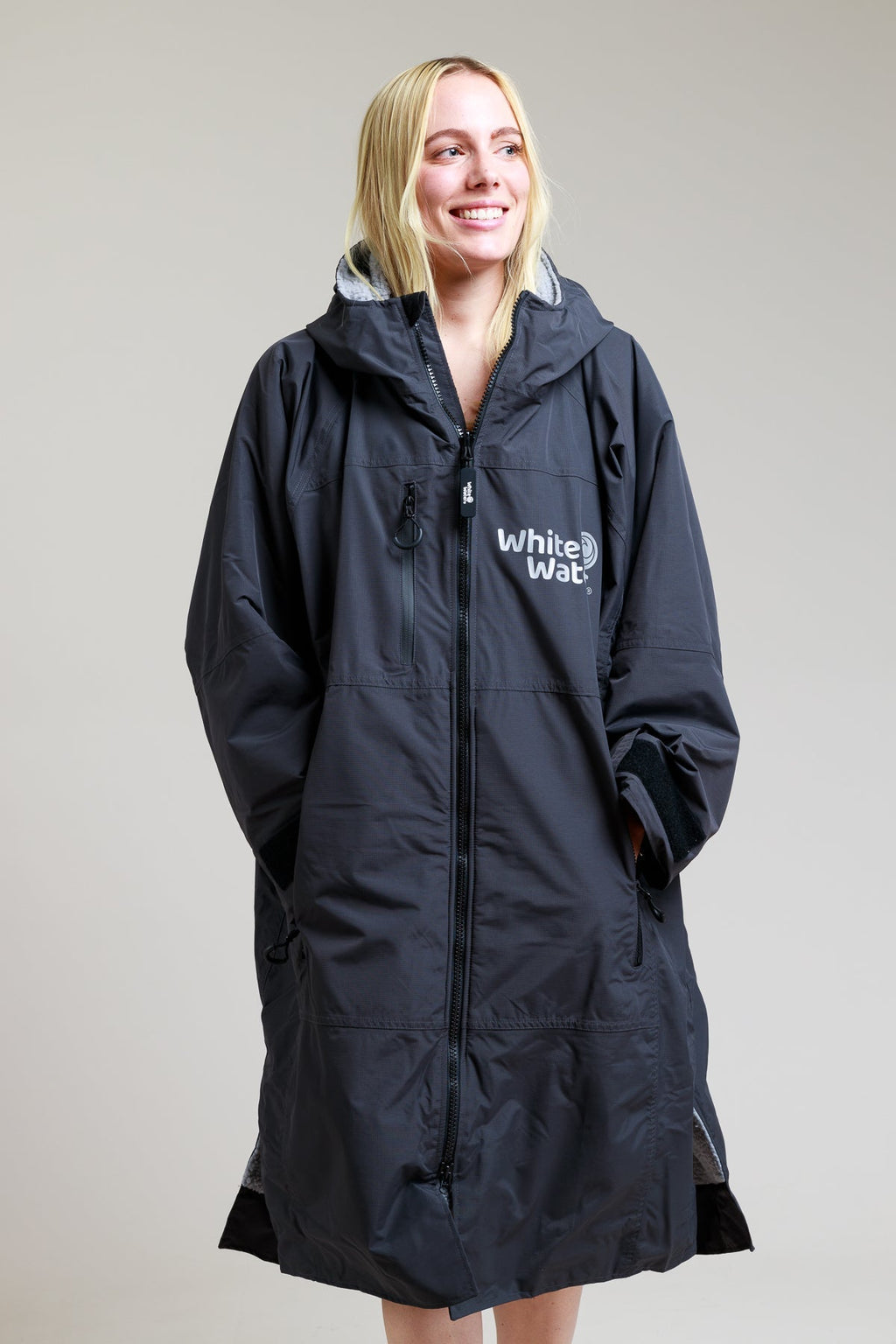 White Water Adults Hard Shell Robe - Black