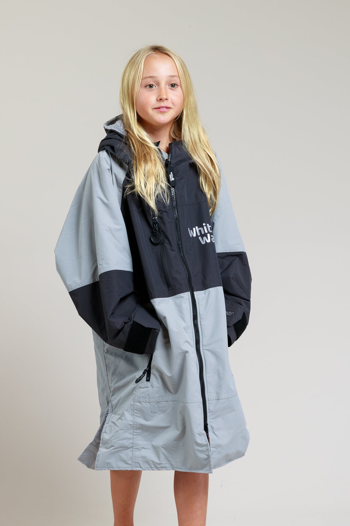 White Water Kids Hard Shell Robe  - Steel Grey