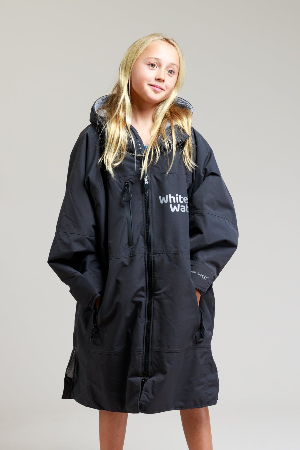 White Water Kids Hard Shell Robe  - Black