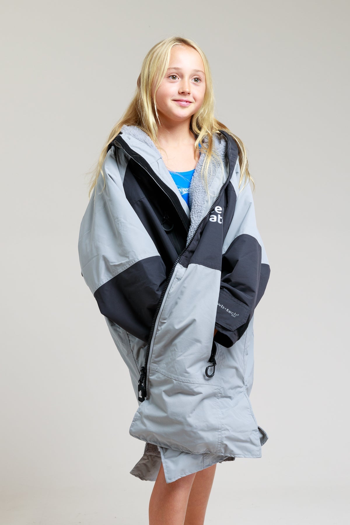 White Water Kids Hard Shell Robe  - Steel Grey