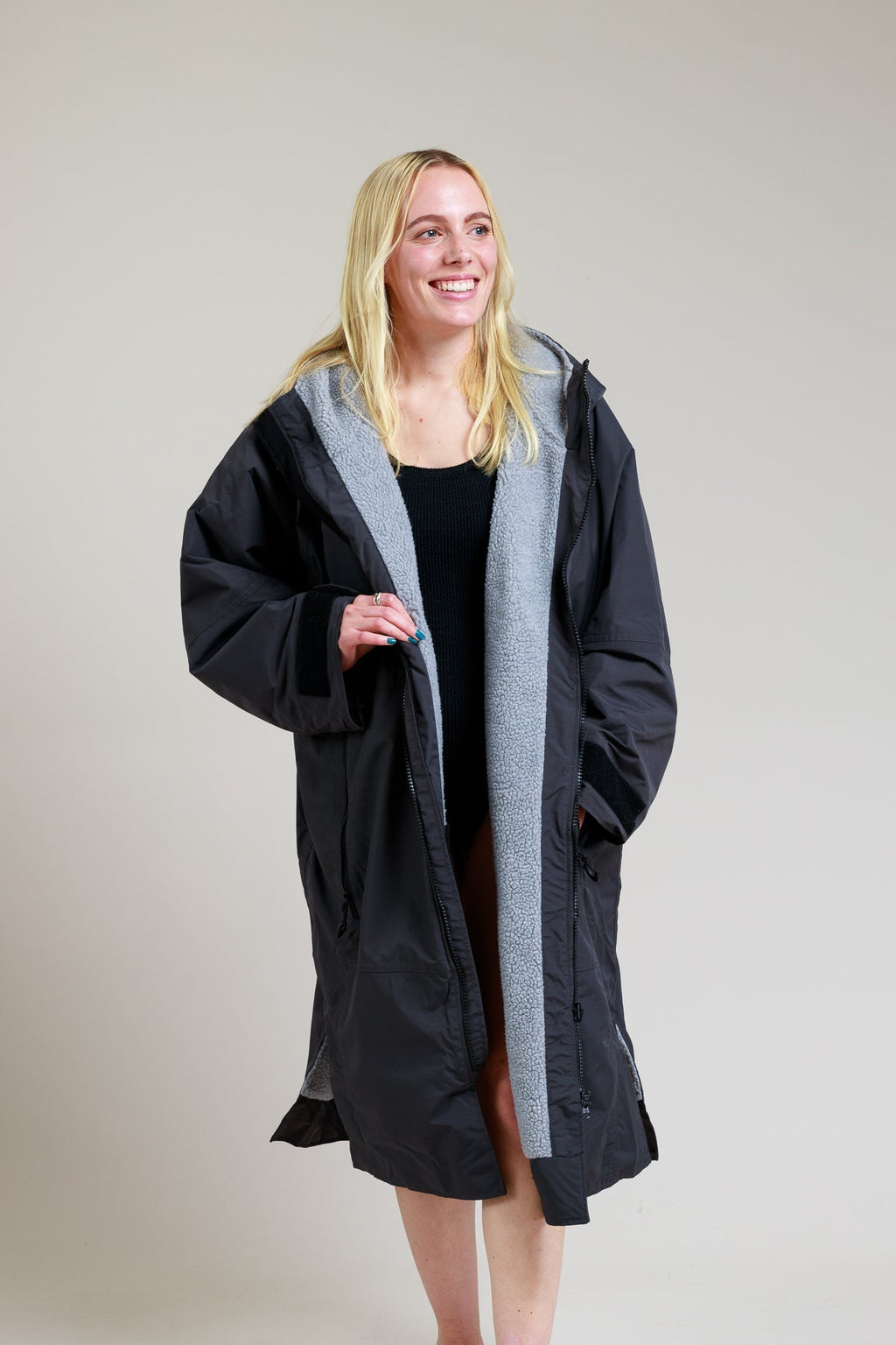 White Water Adults Hard Shell Robe - Black