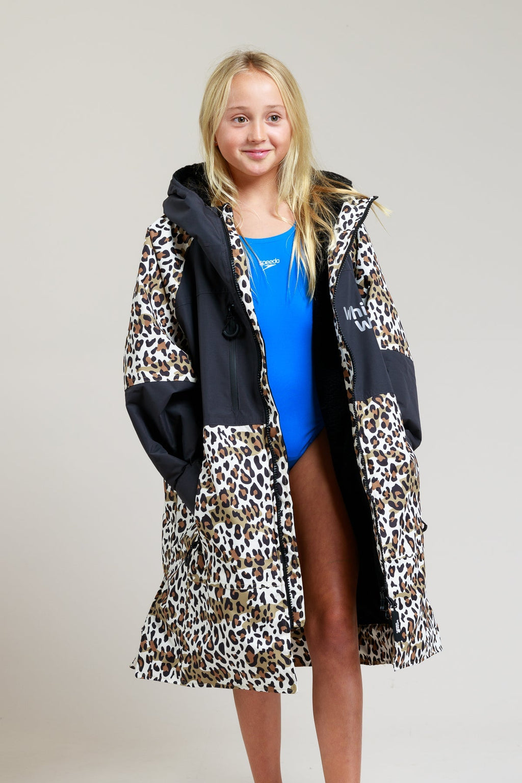 White Water Kids Hard Shell Robe  - Leopard Print