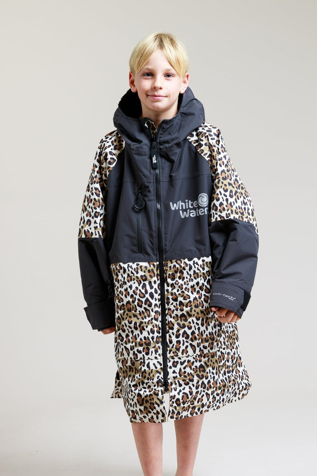 White Water Kids Hard Shell Robe  - Leopard Print