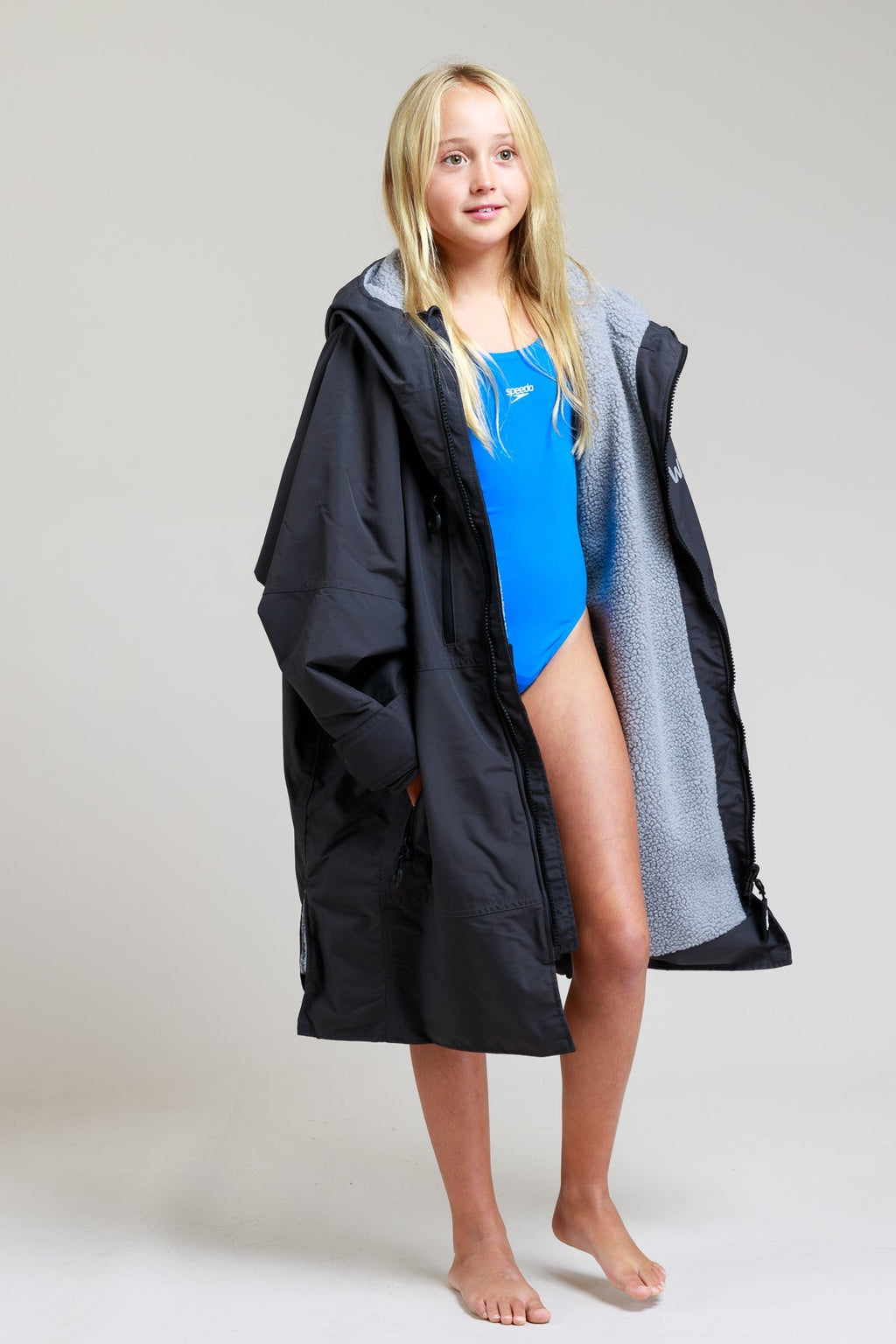 White Water Kids Hard Shell Robe  - Black