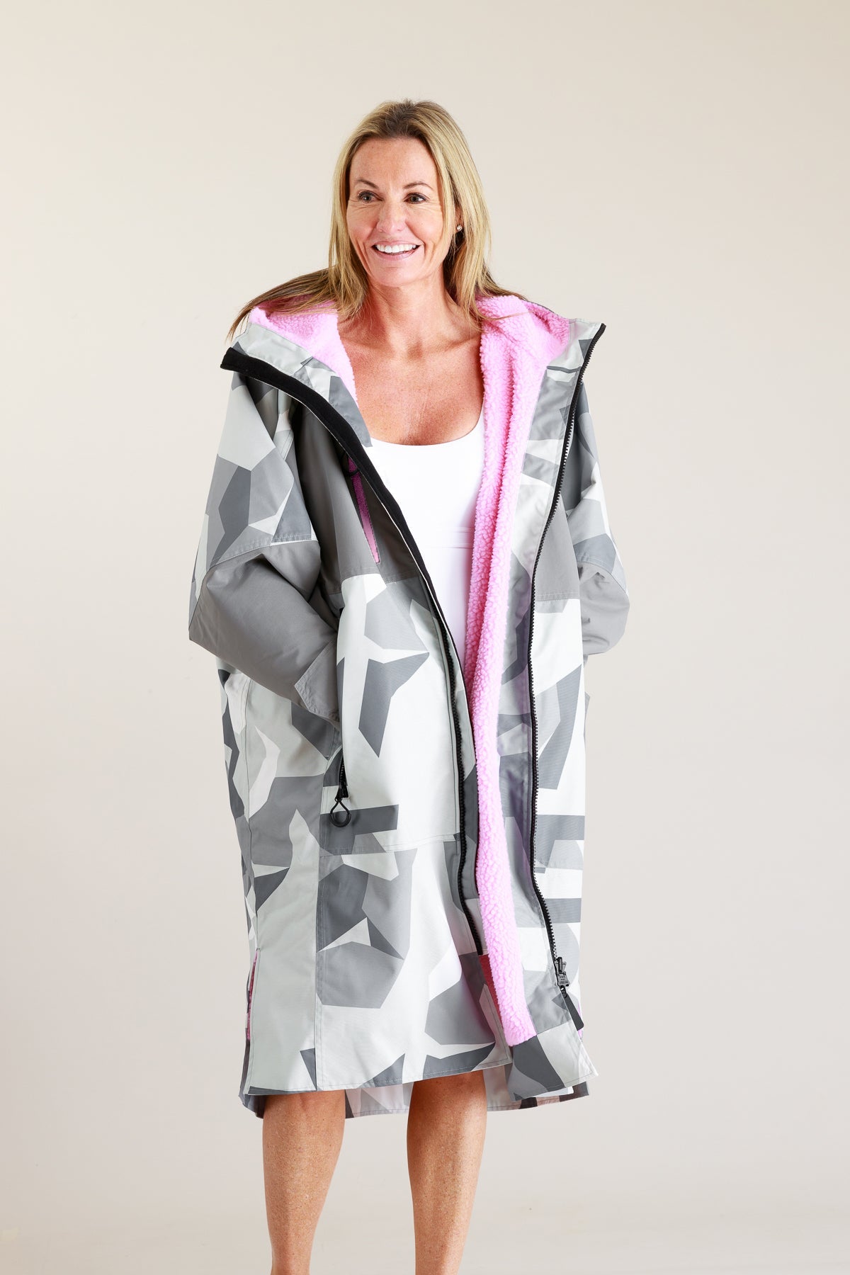 White Water Adults Hard Shell Robe - Arctic Camo/Pink