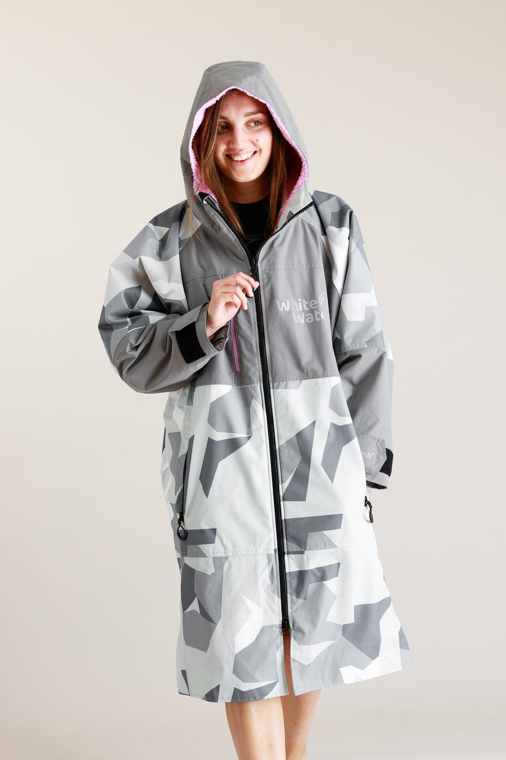 White Water Adults Hard Shell Robe - Arctic Camo/Pink