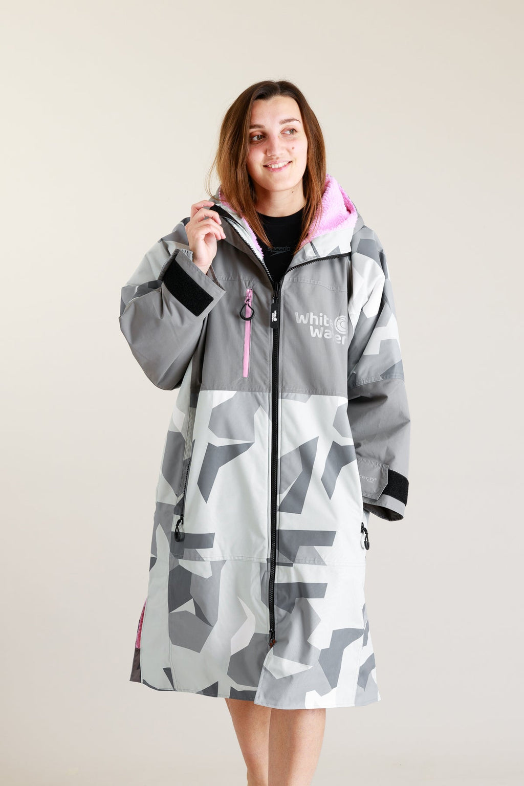 White Water Adults Hard Shell Robe - Arctic Camo/Pink