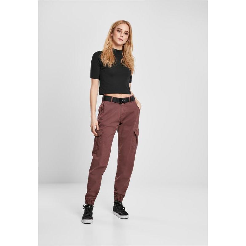 Urban Classics Ladies High Waist Cargo Pants cherry