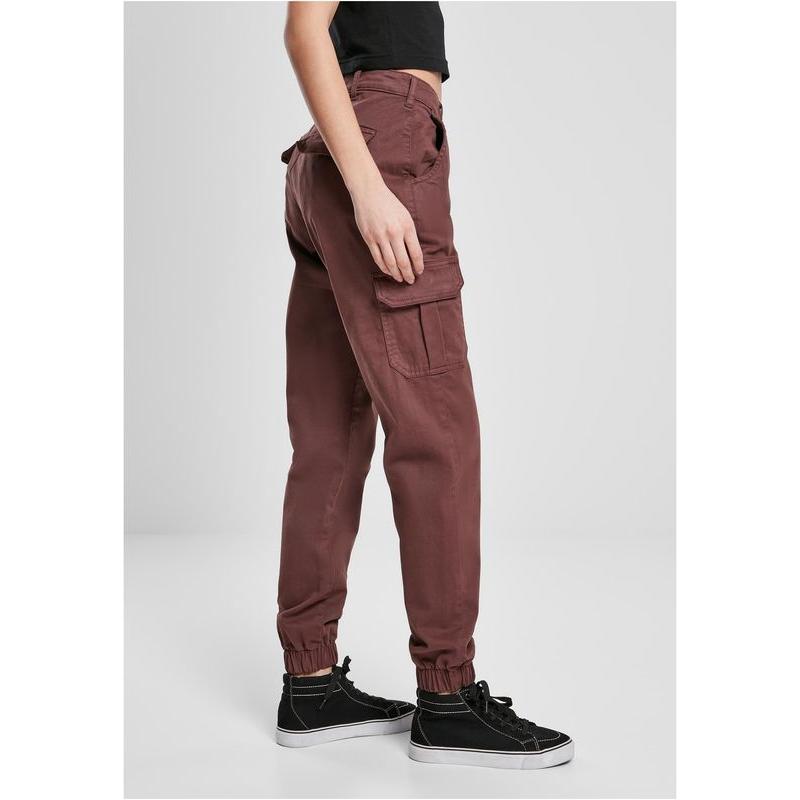 Urban Classics Ladies High Waist Cargo Pants cherry